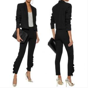 NWT Iro Fholan Slim-Fit Ponte Ruffled Trim Black Dress Pants NWT Size 42